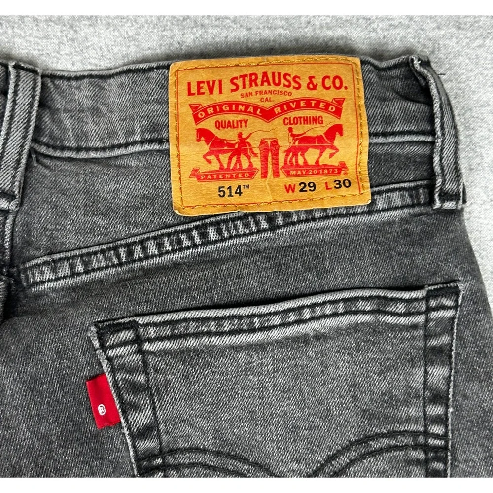 Levis 514 Jeans Mens 29x30 Black Faded Cotton Lyocel Stretch Denim Pants